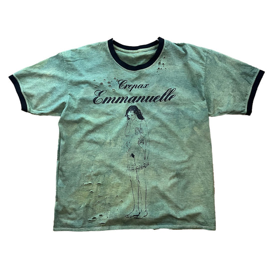 ”Emmanuelle” Distressed ringer t-shirt