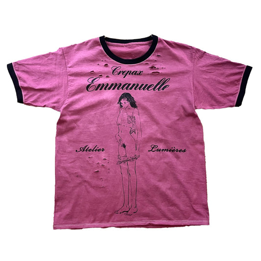 ”Emmanuelle” Distressed ringer t-shirt